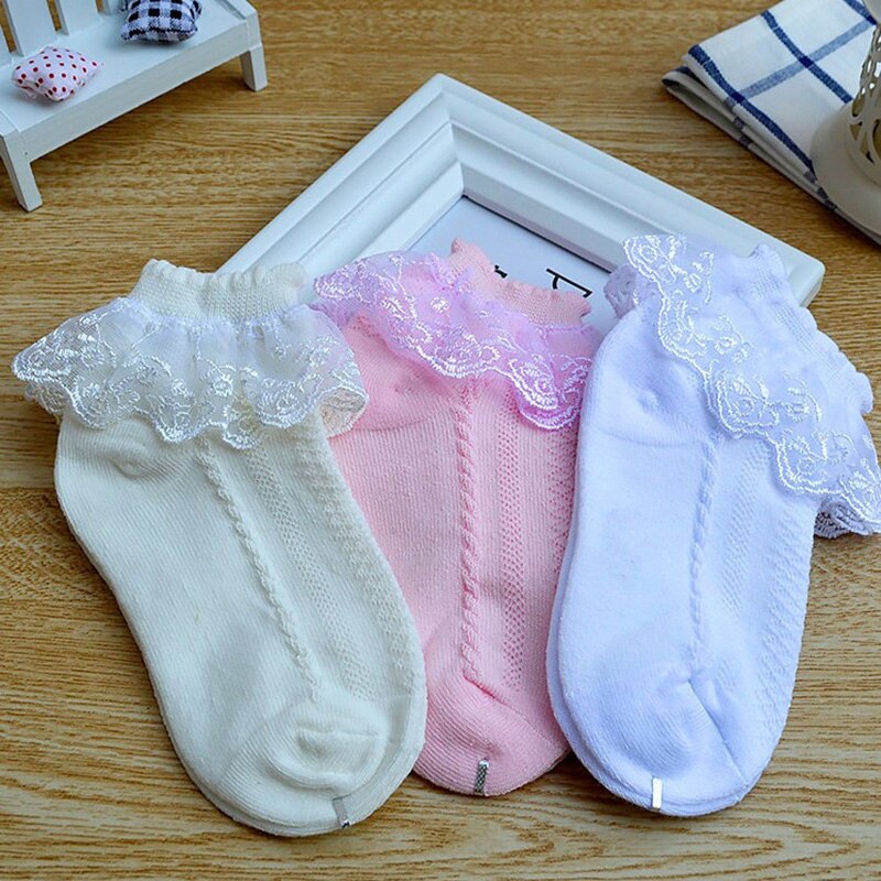 Thin Summer Baby Socks White Cotton Lace Ruffle Princess Mesh Baby Girl Socks Kids Children Breathable Ankle Short Socks