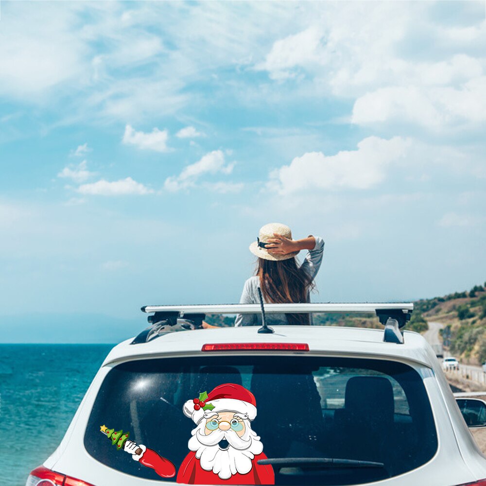 Car Stickers And Decals Rear Window Wiper Stickers Christmas Rear Windshield Stickers For Cars Waterproof Decals Santa Claus ELk