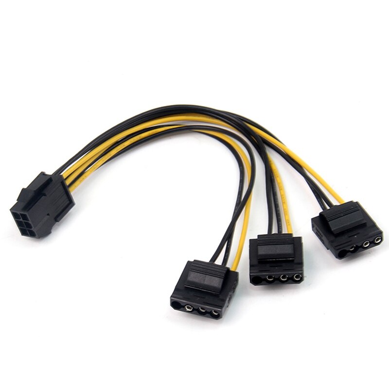 6 Pin IDE Molex 1 to 3 Port 4Pin Power Splitter Extension Cable Power Supply Connector Cable 18AWG Wire for PC