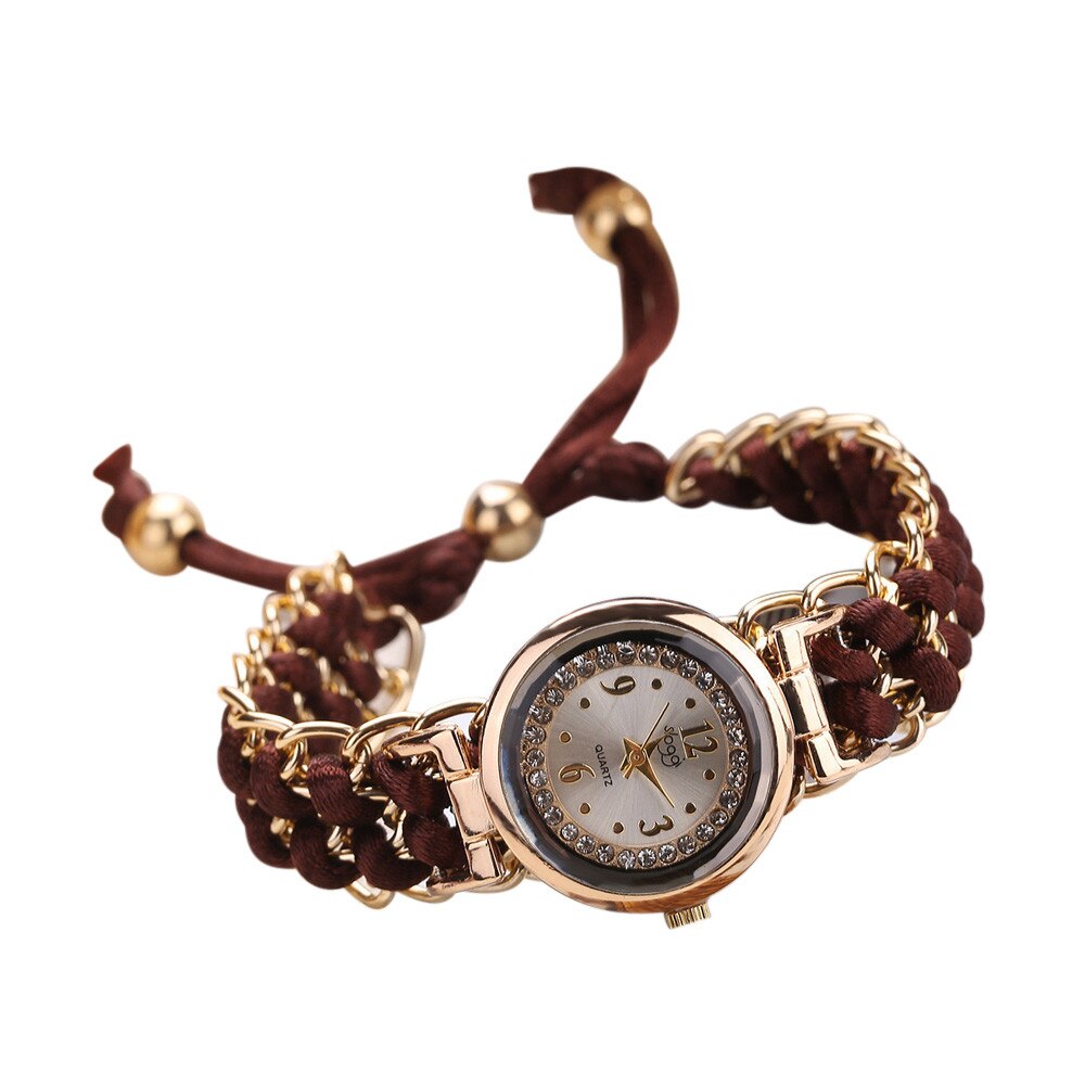 Women Knitting Rope Chain Winding Analog Quartz Movement Wrist Watch Compact Round Woven Wrist Clock Zegarek Damski