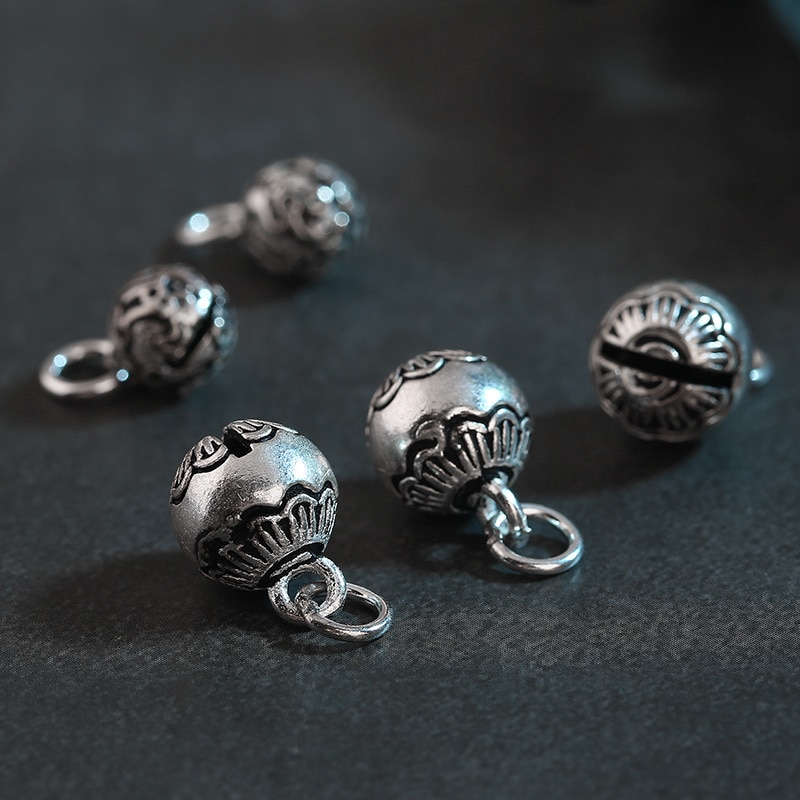 Campane di Jingle europee artigianali Vintage Charm in argento Sterling 925 con anello gioielli fai-da-te che fanno pendenti per regalo braccialetto collana