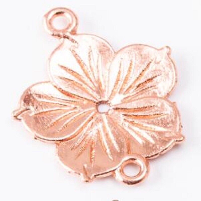 25 abalorios colgantes de doble flor, colgante de aleación de Zinc brillante para pulsera, collar DIY, accesorios de joyería de Metal 6425: Oro rosa de Color