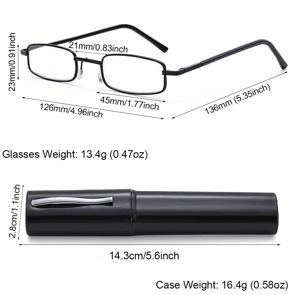 Draagbare Leesbril Ultralight Compact Verziendheid Bril Metalen Presbyopie Lezers Met Dioptrie Plus + 1.0 ~ + 4.0 Voor Vrouwen mannen