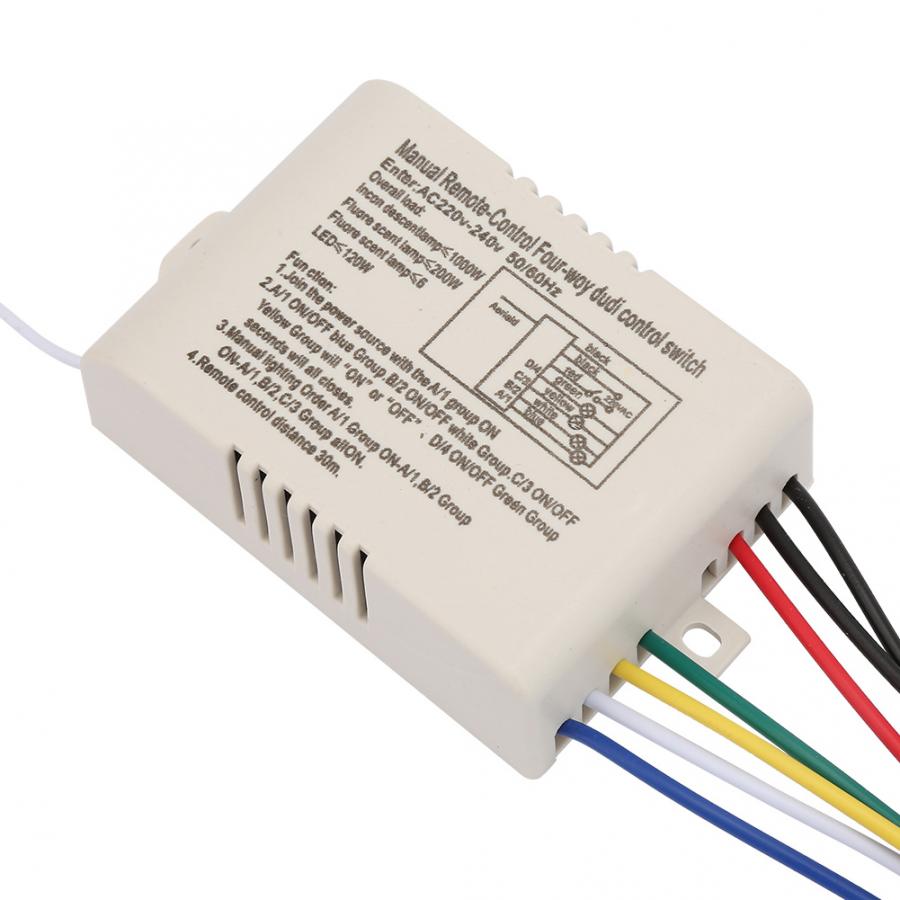4 Ways ON/OFF 220V Digital Wireless Wall Light Receiver Transmitter Remote Control Switch YAM-804