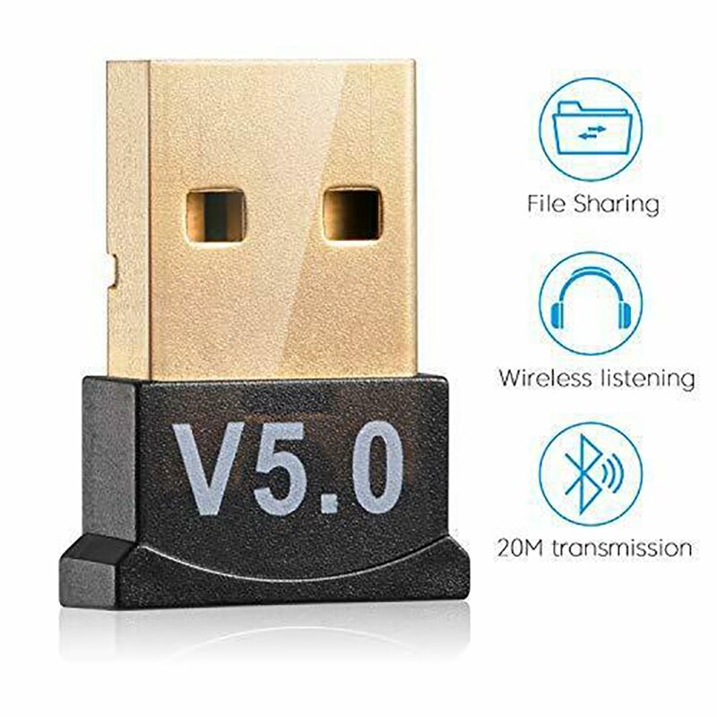 USB Bluetooth 5.0 Adapter Wireless Dongle Stereo Receiver o Sender for PC Computer Laptop Earphone TV Transmitter