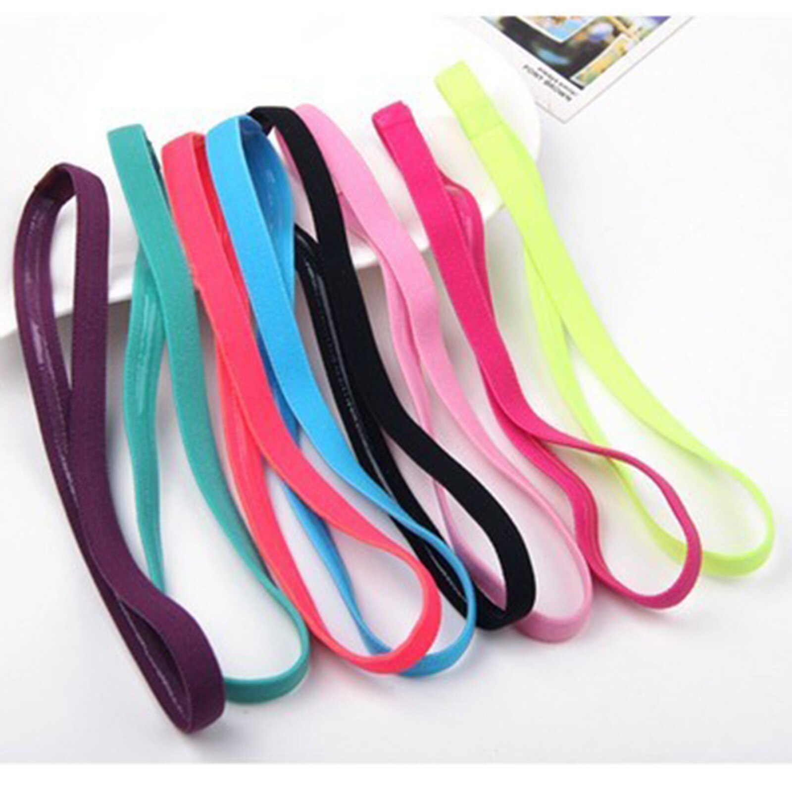 3 uds banda para la cabeza cabello cinta diadema tramo hombre abrigo elástico deportes delgada Fitness forma Anti-cinta de cabeza para el sudor de Color sólido