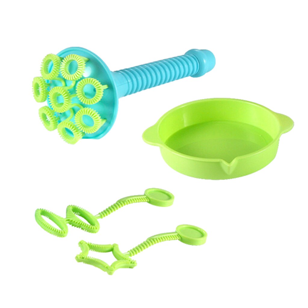 4-Piece Bubble Blower Toy Set, Kids Toddlers Home Garden Play Fun Games, Green & Blue Color