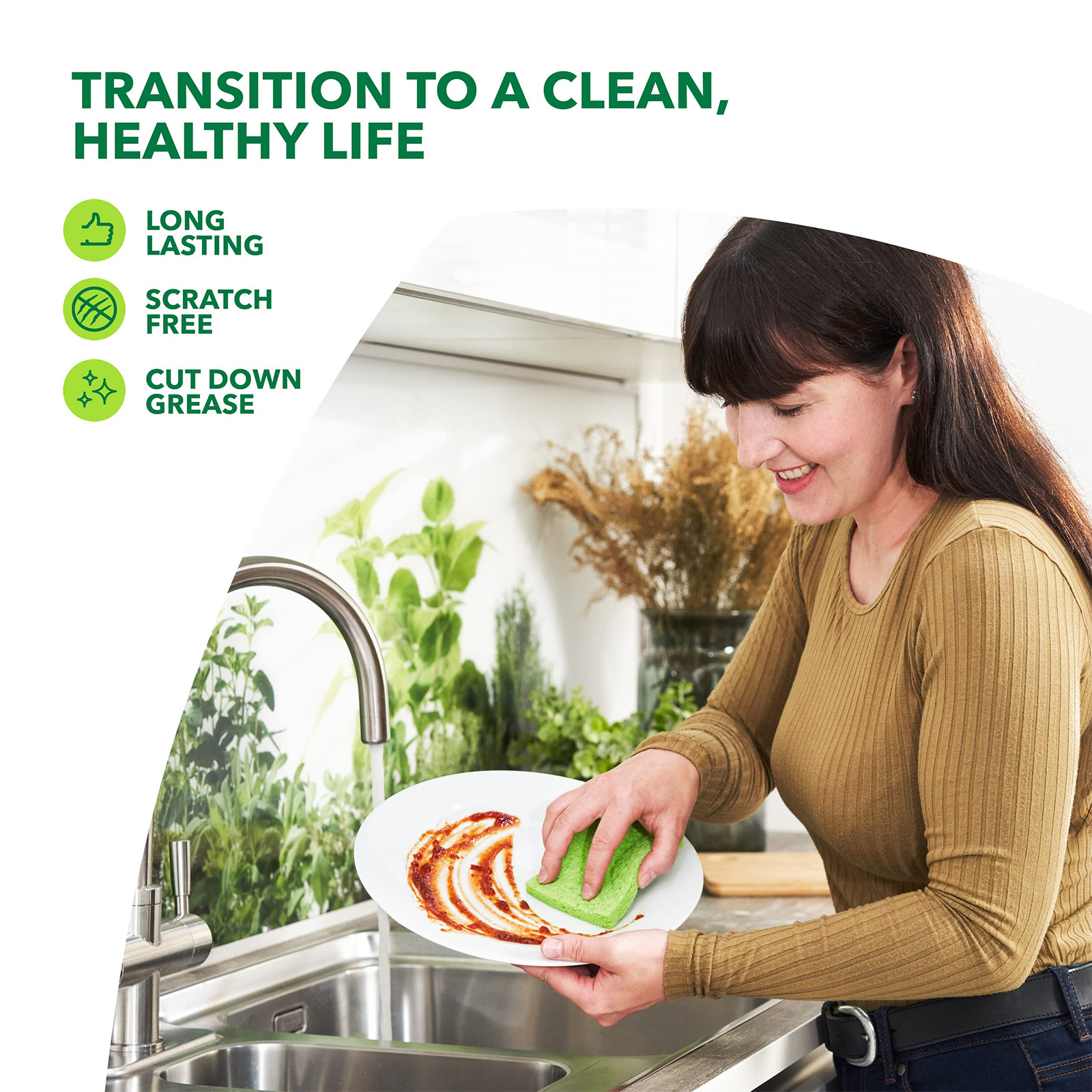 Spugne in cellulosa compressa da 4/12 pezzi Spugna per piatti naturale antigraffio, spugna in cellulosa bifacciale per auto da cucina e bagno