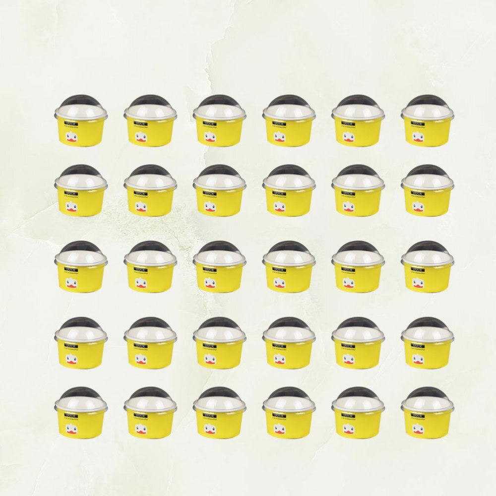 100 Stuks 85/200Ml Wegwerp Ijs Papieren Cup Cup Met Half Cover Dessert Cake Cup Kom (blauw): Yellow