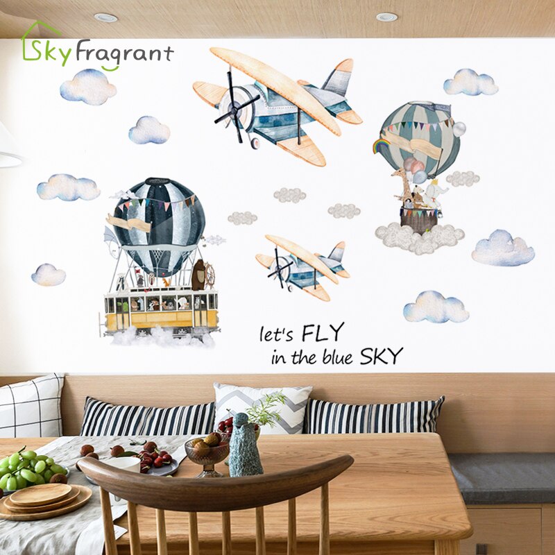 Stor tegneserie luftballon wallsticker fly klistermærker selvklæbende børneværelse dekoration boligindretning baby soveværelse indretning