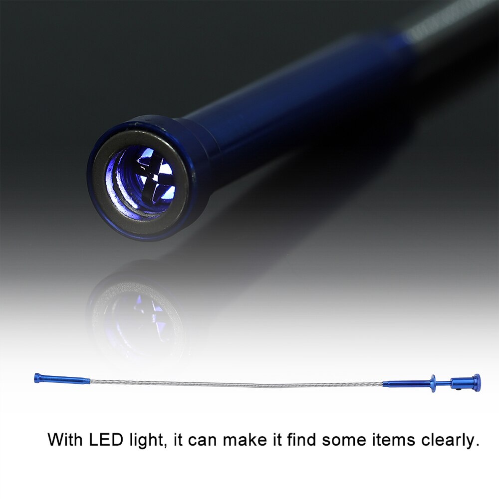 Imán de recogida Flexible de 62cm para limpieza de alcantarillado, recolector de resorte largo con luz LED de 4 garras, dispositivo de limpieza de alcantarillado para el hogar