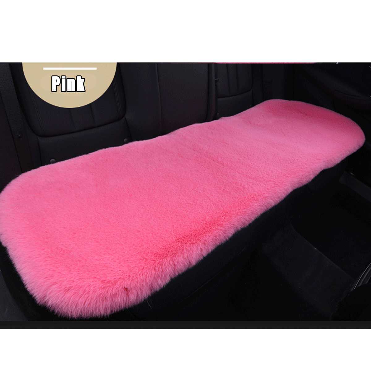 Fausse fourrure universelle couverture avant de voiture housse de siège arrière coussin tapis Automobiles housses de siège accessoires intérieurs pour hiver plus: Rear Pink