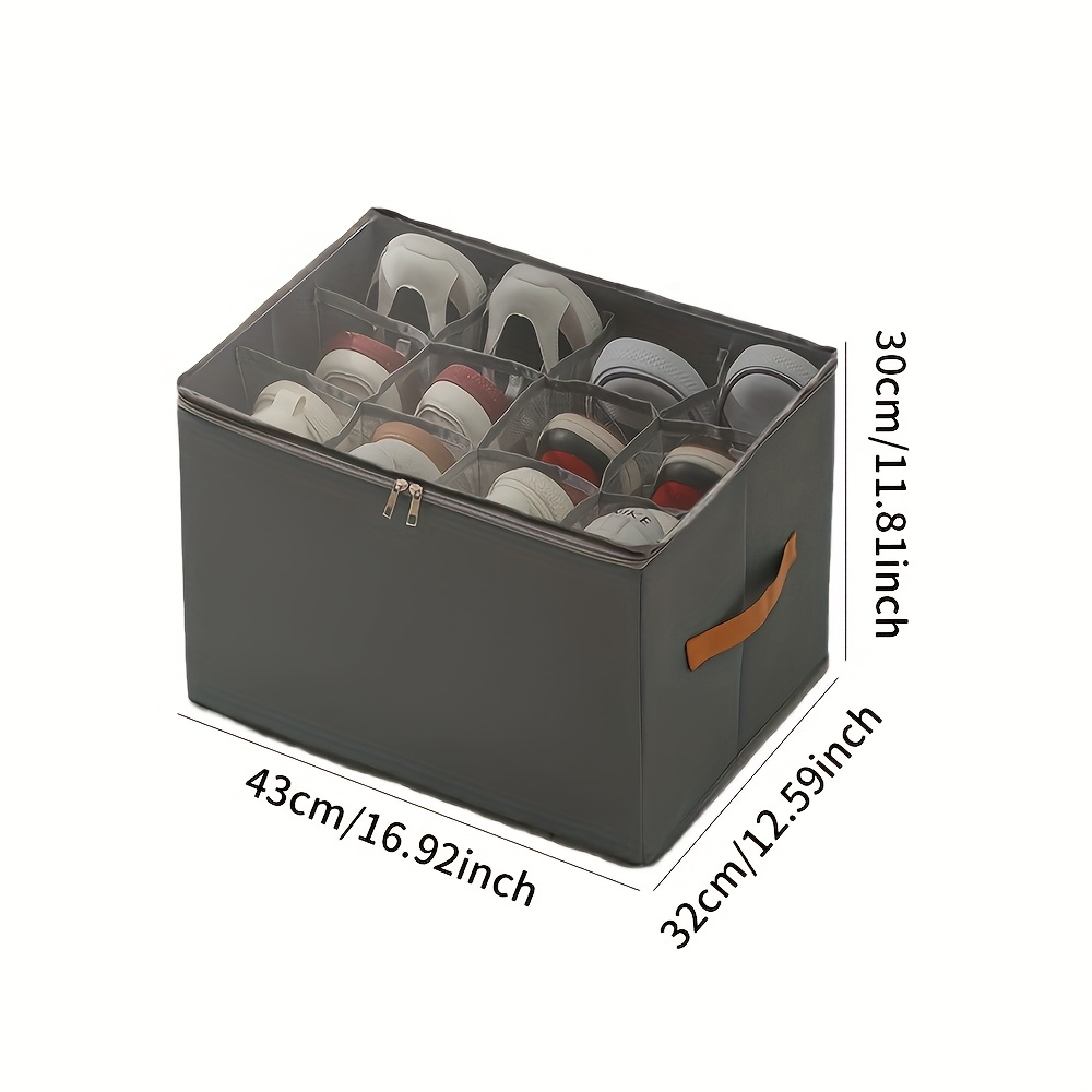 Organizador de zapatos plegable con tapa, caja de almacenamiento de tela Oxford a prueba de polvo para zapatos, accesorios de ropa, organización del armario del hogar