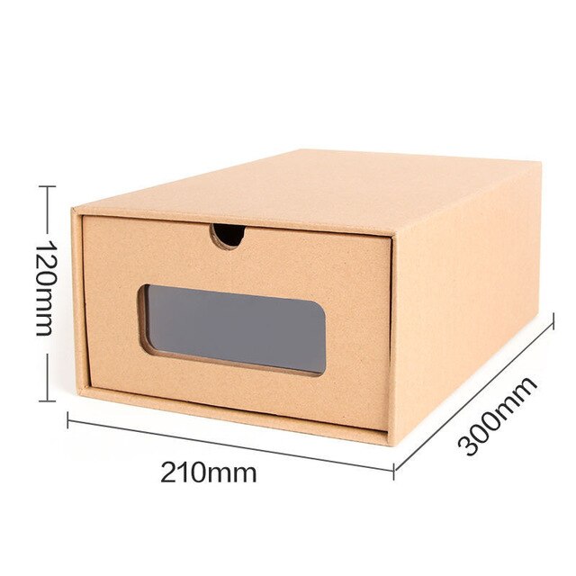 Thickened Kraft Cardboard Box Transparent Drawer Shoebox Men And Women Finishing Storage Box Paper Shoes Box: Light Grey