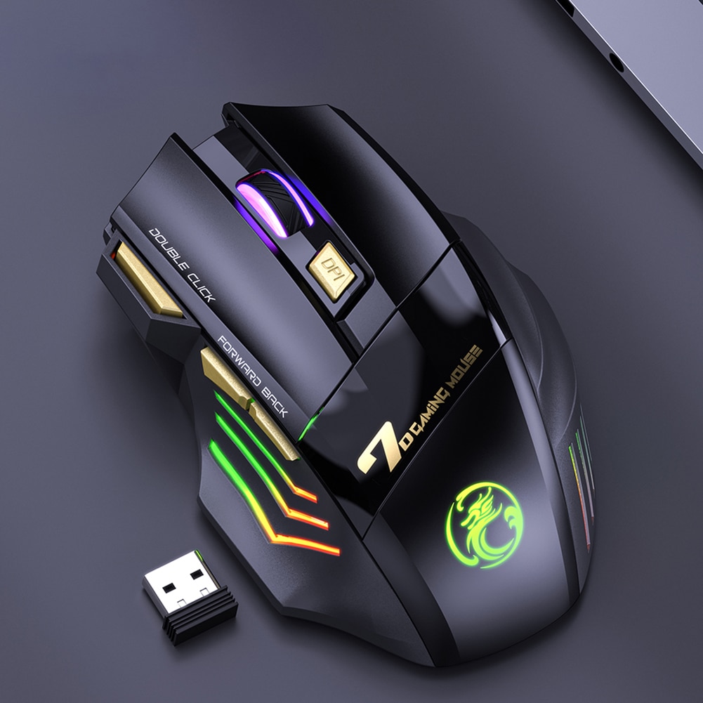 2.4GHz Wireless RGB Mouse Adjustable DPI 7 Keys Ergonomic Silent Gaming Mice for PC Gamer Mute Mouse Laptop Accessories