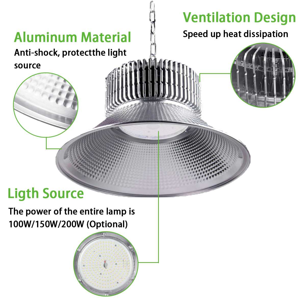 100/150/200w ufo led high bay light lagerværksted belysning industriel kommerciel lampe garage lys til lager værksted