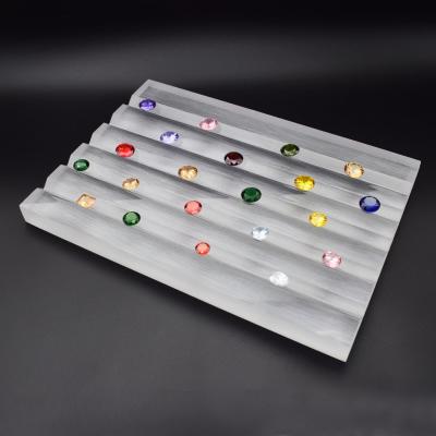 Akryl perle displaybakke ædelstensholder løs diamant vitrinesmykke smykker perler står sten arrangør pladekasser: Frostet