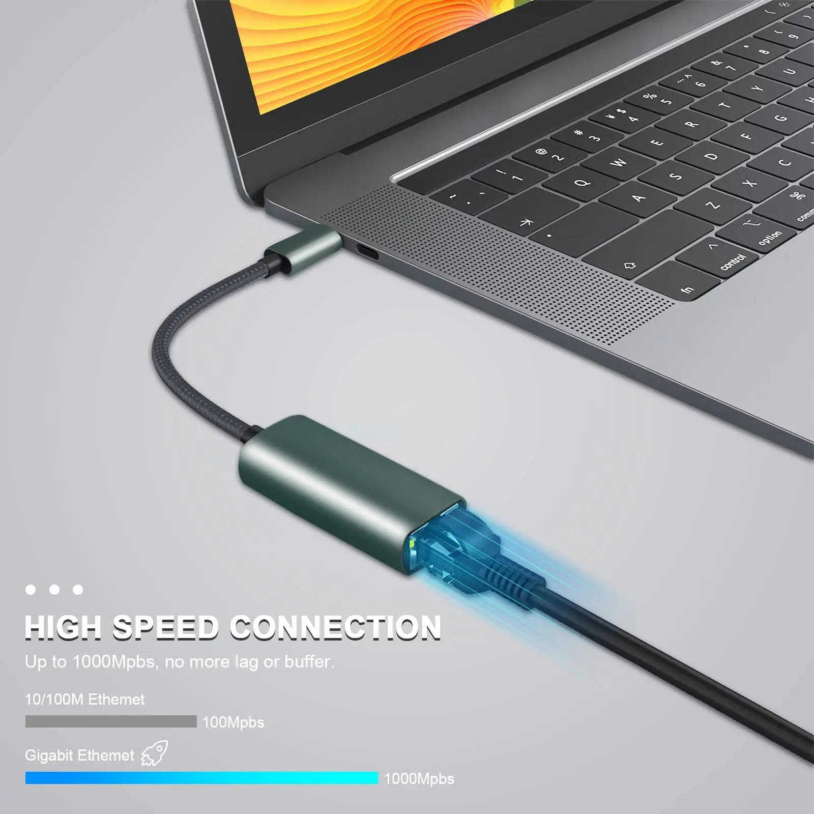 Adapter USB C Ethernet Adapter Ethernet na USB C/Thunderbolt 3 na RJ45 Przewodowa sieć Konwertuj Adapter Plug Play USB typu C
