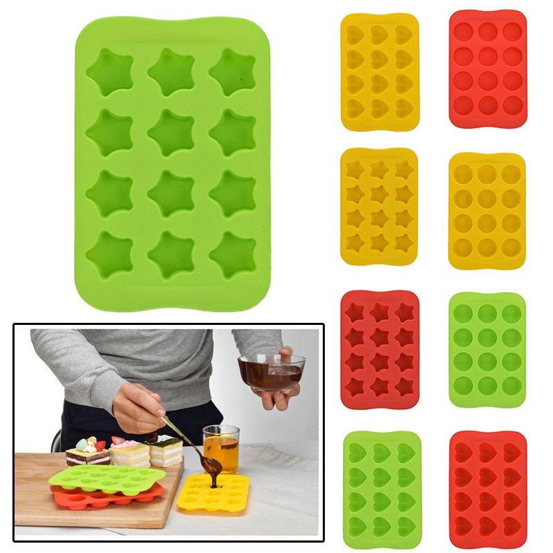 Ice Cube Tray Food Grade Silicone Mold Chocolate Mould 12 Grids Soft Ice Maker Jelly Pudding Mould Ice Cube Maker