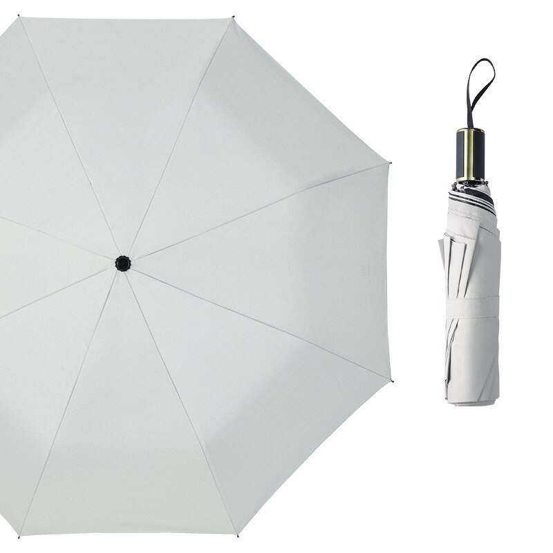 Tre foldende stærke vindtætte regntætte mænd kvinde paraplyer kvindelig uv beskyttelse solrig regnfuld parasol hvid damer paraply: Hvid