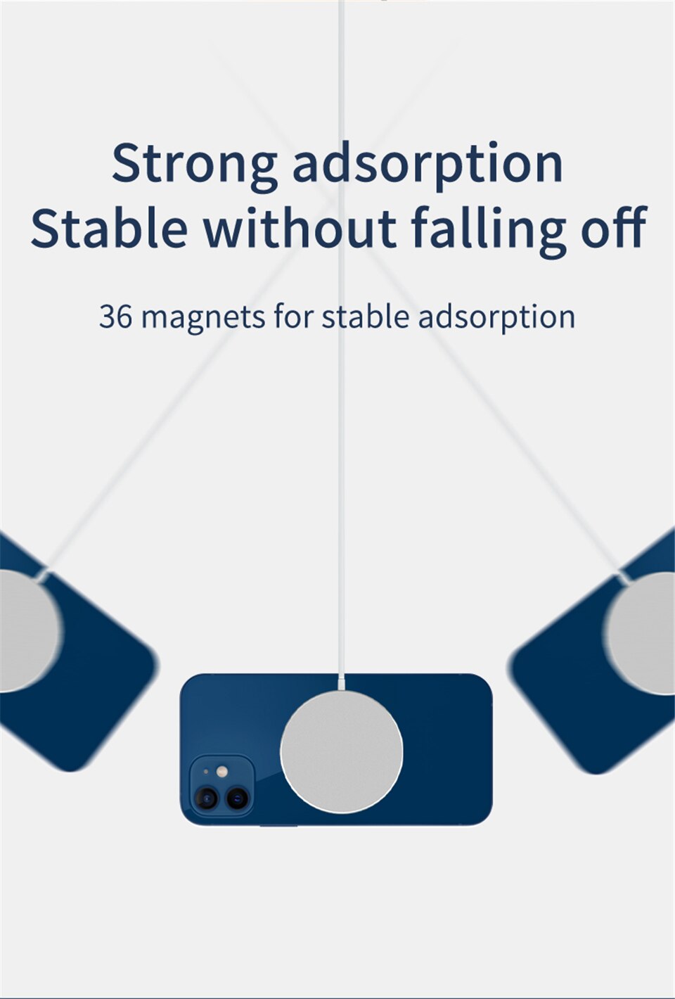 Magnetische draadloze oplader met ingebouwde usb-c-kabel, draagbaar voor mobiele telefoon 12 pro max 15w qi magsafe snellader