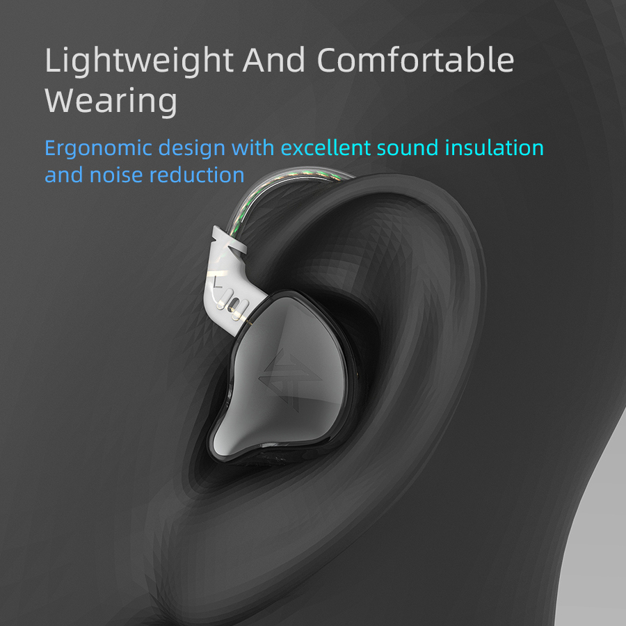 KZ EDC Earphones 1 Dynamic HIFI Bass Earbuds In Ear Monitor Headphones Sport Noise Cancelling Headse