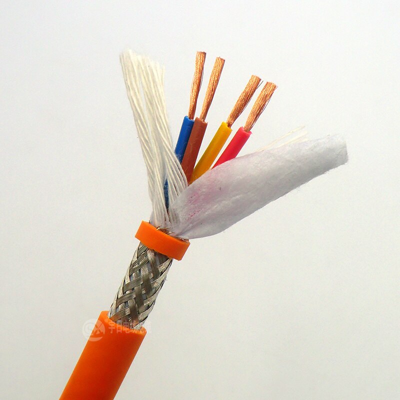 Cable de alimentación de cadena de arrastre blindado Ultra Flexible 4 núcleos 0,5, 0,75, 1,1.5,2.5mm ² Cable de remolque naranja 1m (20,19.17,15,14,13 AWG)