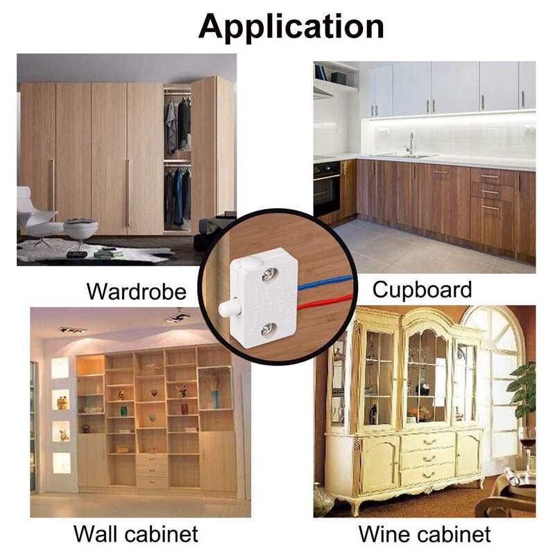 4 Pcs Cabinet Door Switch Cabinet Lamp Switch Drawers Open on Close Door Applicable to 12V 24V 110V