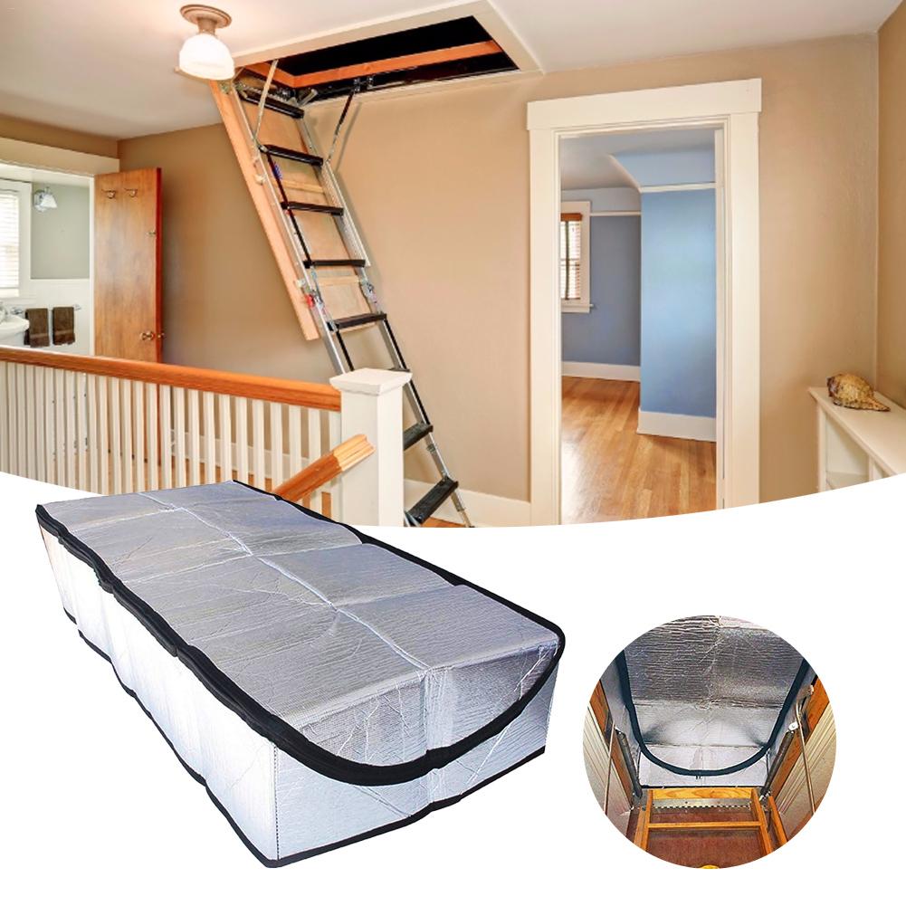 Cubierta de escalera de ático, Kit aislante de puerta de aluminio de doble cara para escaleras, tienda de aislamiento, con cremallera de fácil acceso