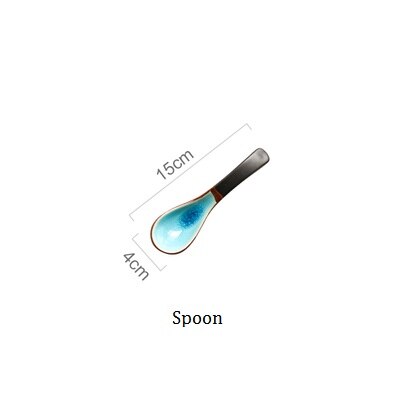 Bol à soupe en céramique série de glaçure craquelée bol à riz poisson cuit à la vapeur bol à fruits cuillère à soupe vaisselle: Cuiller à soupe