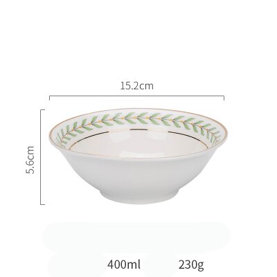 KINGLANG nowy liść obręczy złota ceramika płytki talerz hurtownia porcelany ryż salaterka deser ciasto danie: zielony  Salad Bowl