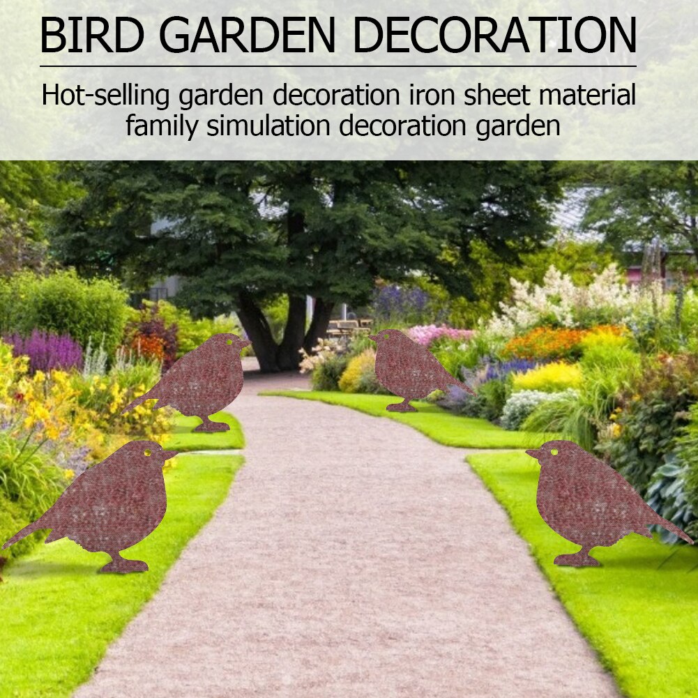 Metal Bird Silhouettes Stakes Garden Decorative Bird Sculpture for Backyard Yard Garden Adornment Gardening Ornaments
