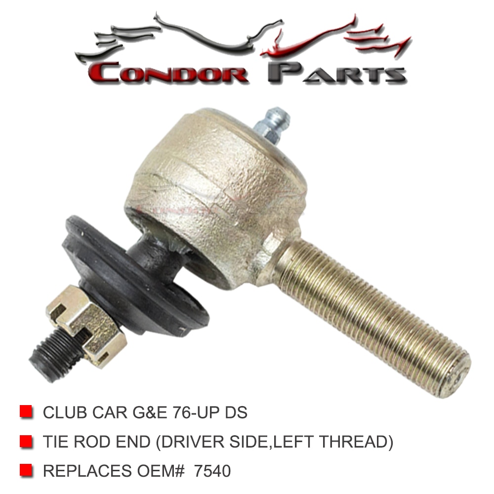 Condor Parts - Club Car DS Golf Cart Tie Rod End, Driver Side - Left Thread Tie Rod End For Club Car DS G&E 76-UP Golf Cart.