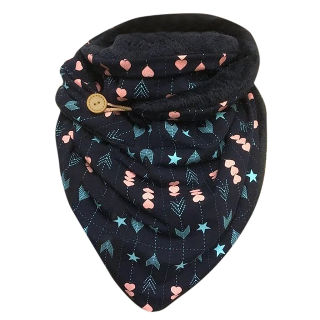 Femmes hiver impression foulards Vintage impression florale bouton Wrap décontracté écharpe Poncho tête plus bouche couverture # T2