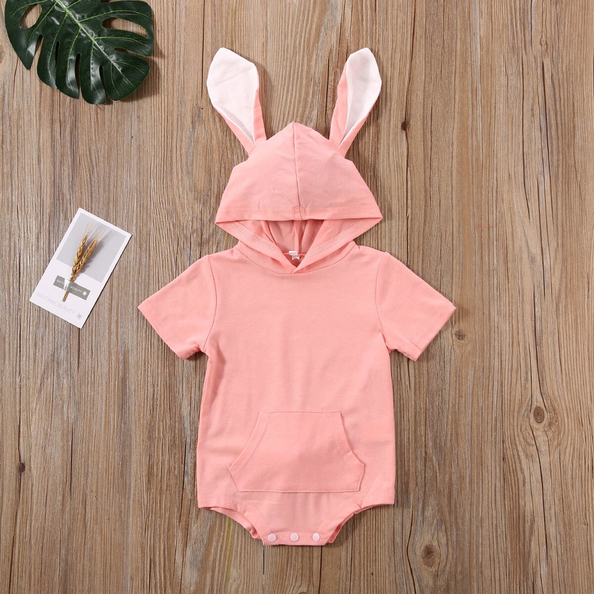 1st Easter Toddler Infant Baby Girl Boy Rabbit Bunny Ears Hooded Bodysuit Summer Solid Short Sleeve Jumpsuit Clothing Clothes