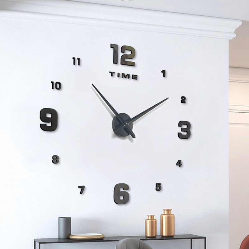Bricolage 3D numérique horloge murale Quartz grand miroir horloge murale salon moderne Unique décoration de la maison