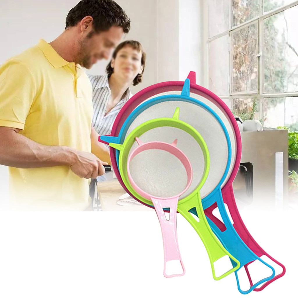 4Pcs Mini Small Plastic Mesh Scoop Strainer Food Sieve Kitchen Basket Fried Food Fishing Oil Scoop Colander Strainer