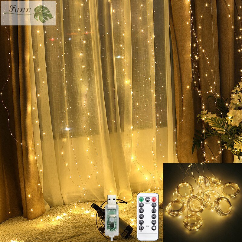 Led String Lights Icicle Waterfall Garland Fairy Lights String Curtain Lights Christmas Lights Indoor Led Garland for Decoration: Warm White / 3M x 1M