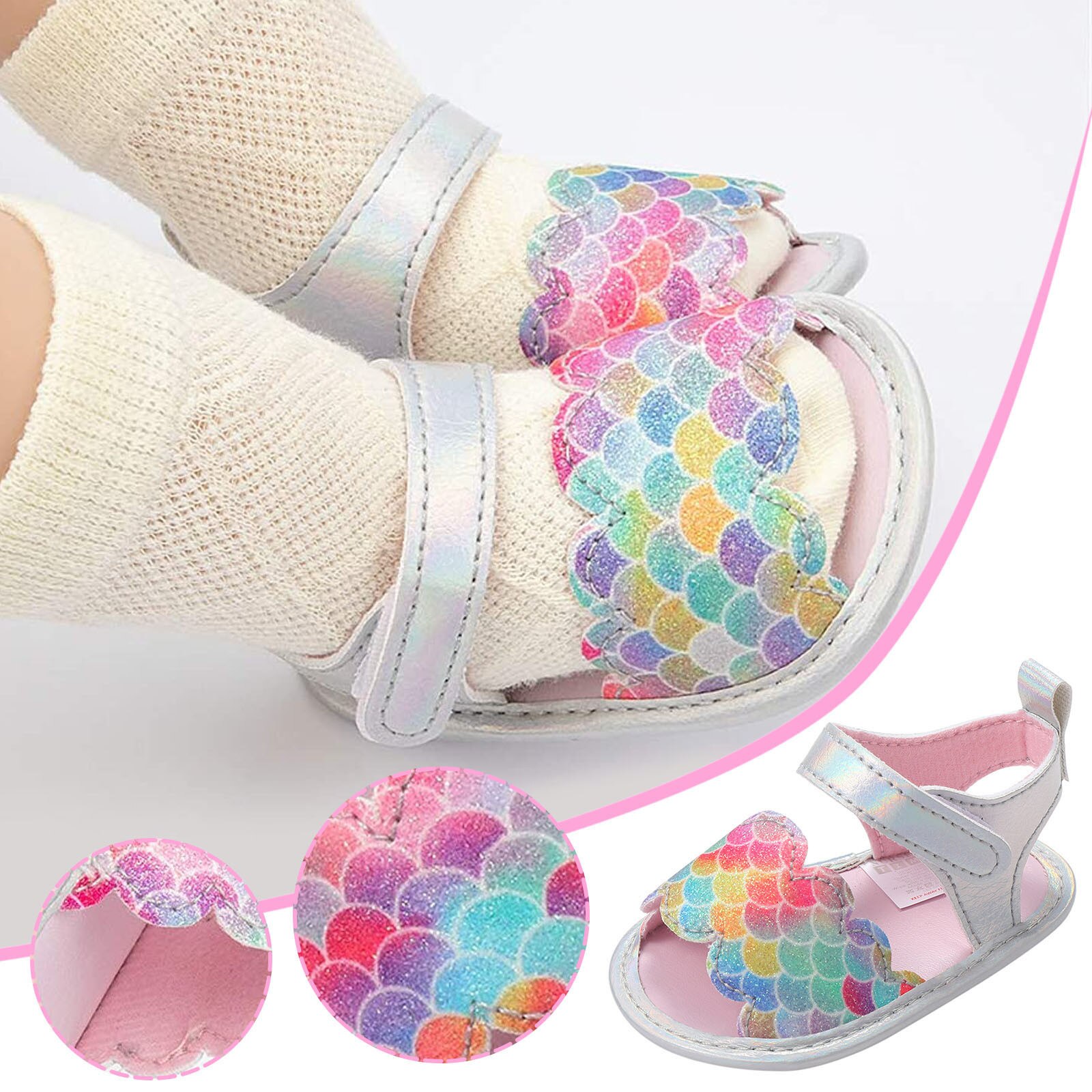 Sandales respirantes pour bébés filles et garçons, chaussures de marche plates à semelle en caoutchouc souple et antidérapante, à la , #40,