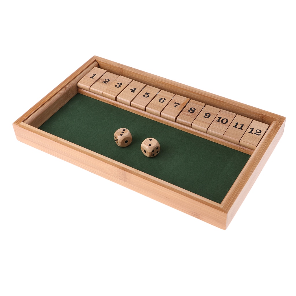 12 Number Shut the Box Board Game 2 Player Wooden Dice for Kids and Adults Family Traditional Games