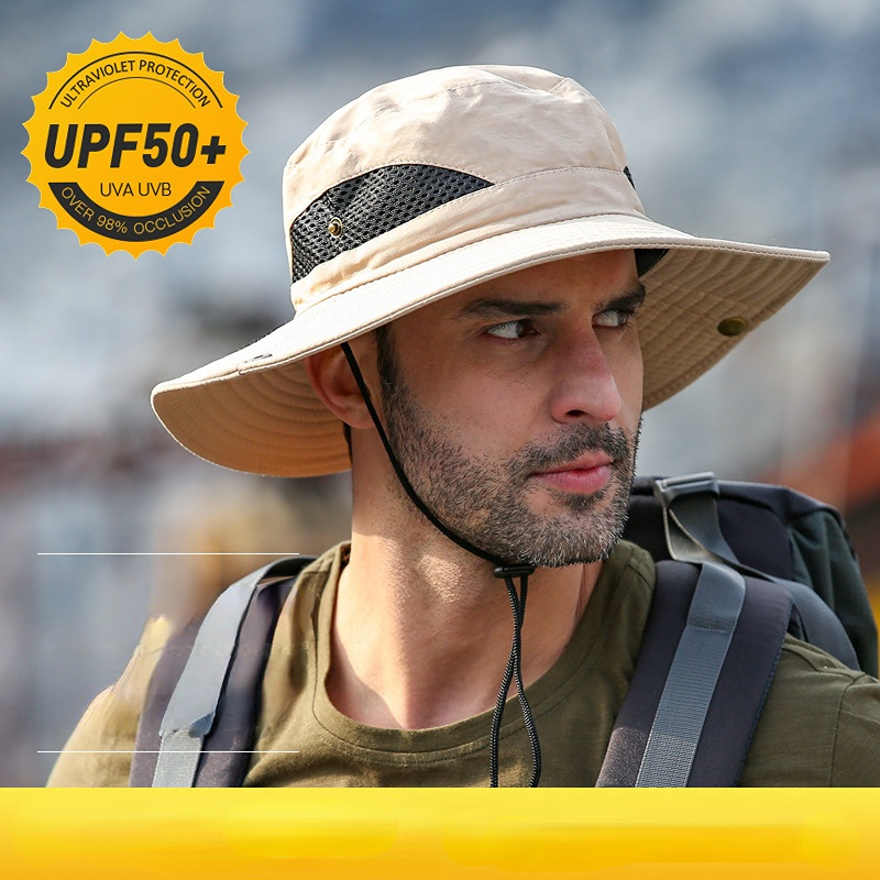 Cappello grande grondaia a prova di UV proprietà parasole pescatore protezione solare pesca tutto'aperto impermeabile ad asciugatura rapida traspirante ombrello cap uomo: Arancione