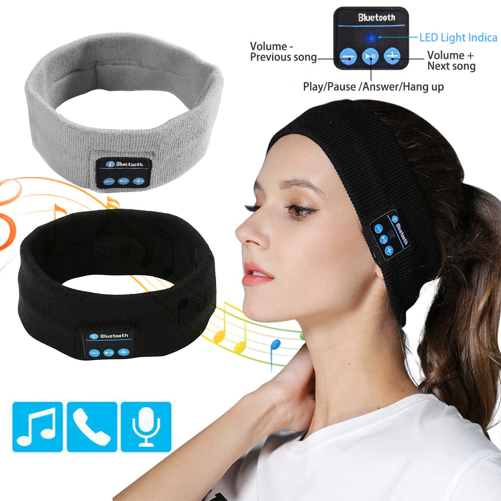 comfort wireless bluetooth sports headband headset running fitness sleep music headset microphone#30