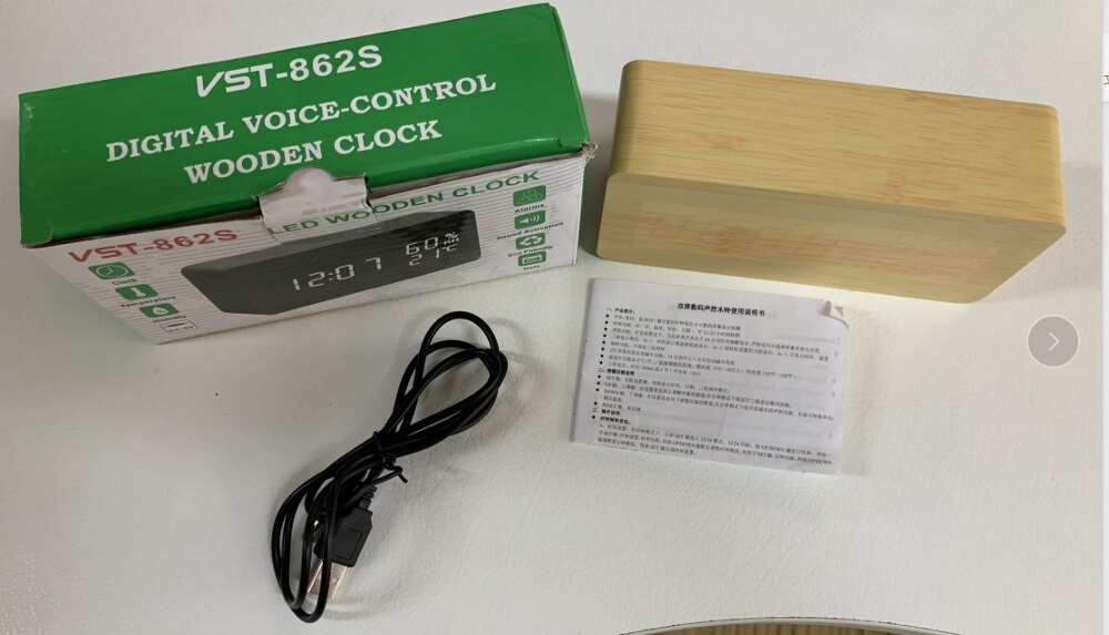 Led Wooden Alarm Clock Watch Table Voice Control Digital Wood Despertador Electronic Desktop digital clock