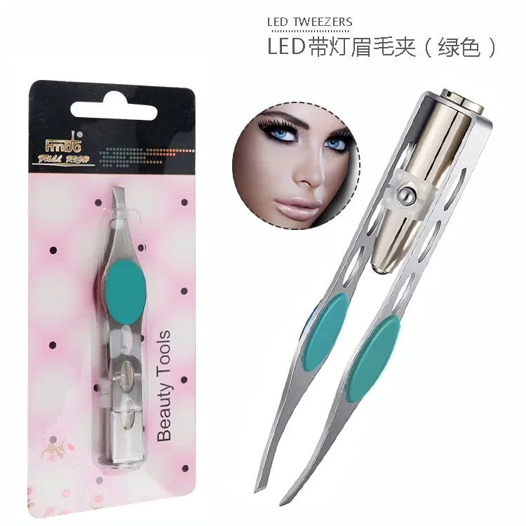 LED Lighted Eyebrow Tweezers Precise and Illuminated Beauty Tool for Brow Shaping: Amy Green