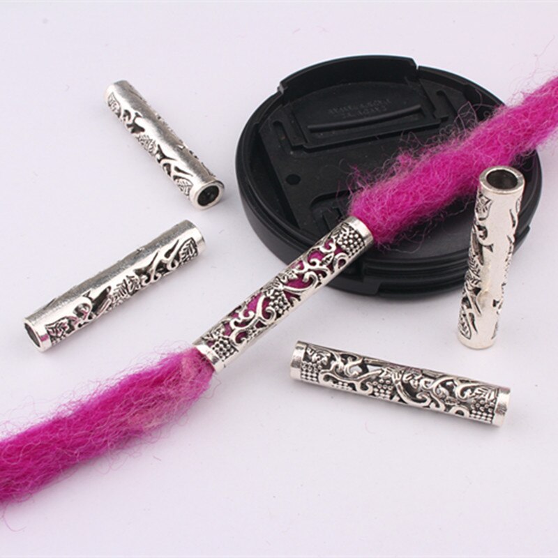 Juego de 5 unids/set de colgantes de Dreadlock, collar de cuentas trenzadas, tubos de barba, pulsera artesanal antigua, accesorios de aleación para