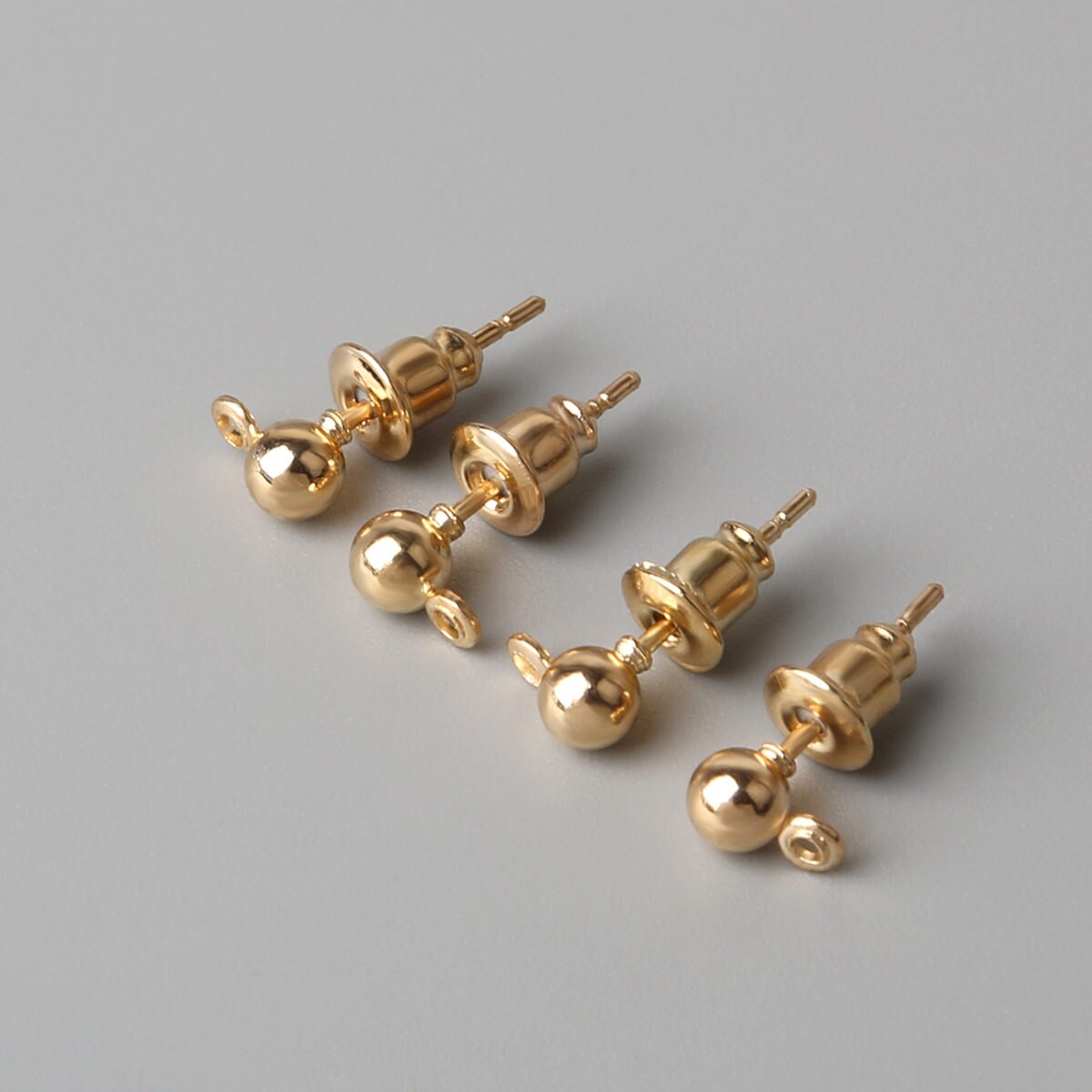 Set van 10 gouden, zilveren 3/4/5mm rhodium geplateerde metalen oorbelstoppers met een blanco basis voor doe-het-zelf oorbellen, sieradenaccessoires: Verguld / Dag 3mm 14mm