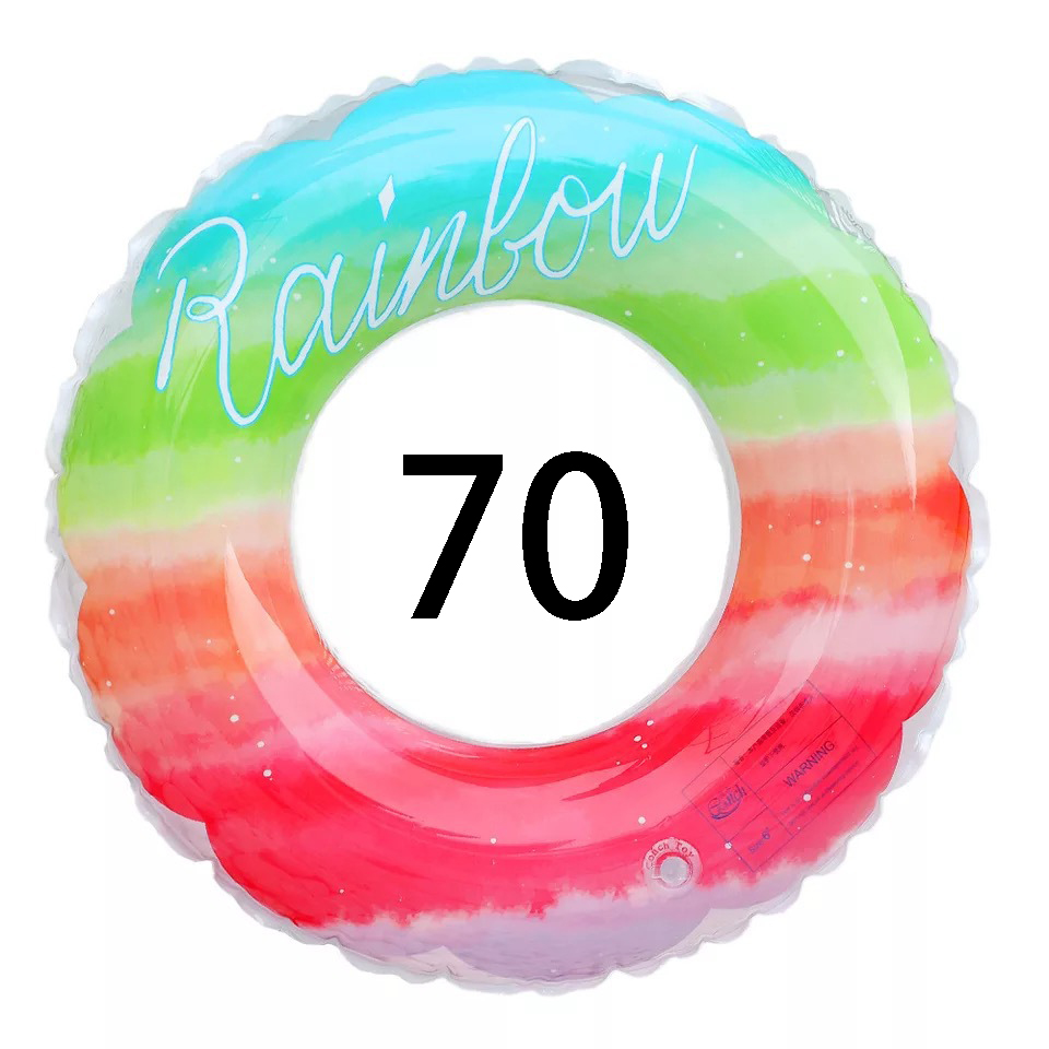 Color Swimming Ring Ins Net Red Wind Gradient Rainbow Flower Children&#39;s Swimming Ring Thickening Underarm Ring PVC Swimming Ring: 70