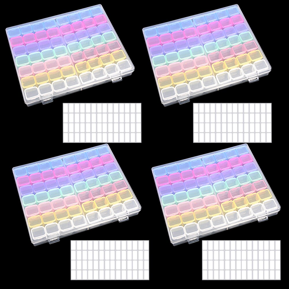 Diamond Nail Art Embroidery Tools Accessories Transparent Plastic Storage Box Diamond Painting Stone Mosaic Container Suitcase: 56 color 4pcs