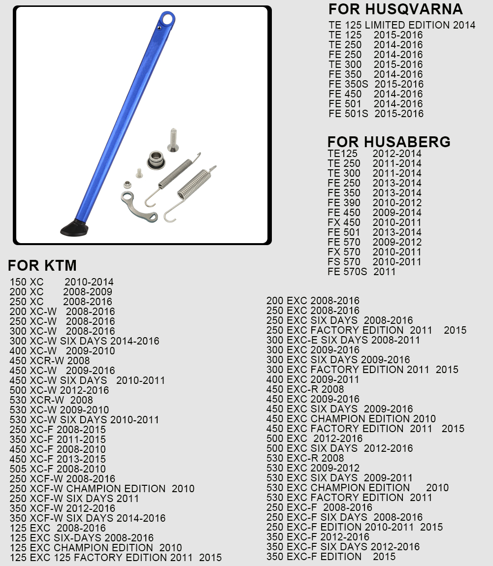 Motorrad-Seitenständer, Ständer, Parkständer für EXC EXC-F XC XC-F XC-W EXC-R XCF-W XCR-W 125 150 200 250 300 350 450 500 530: Blau