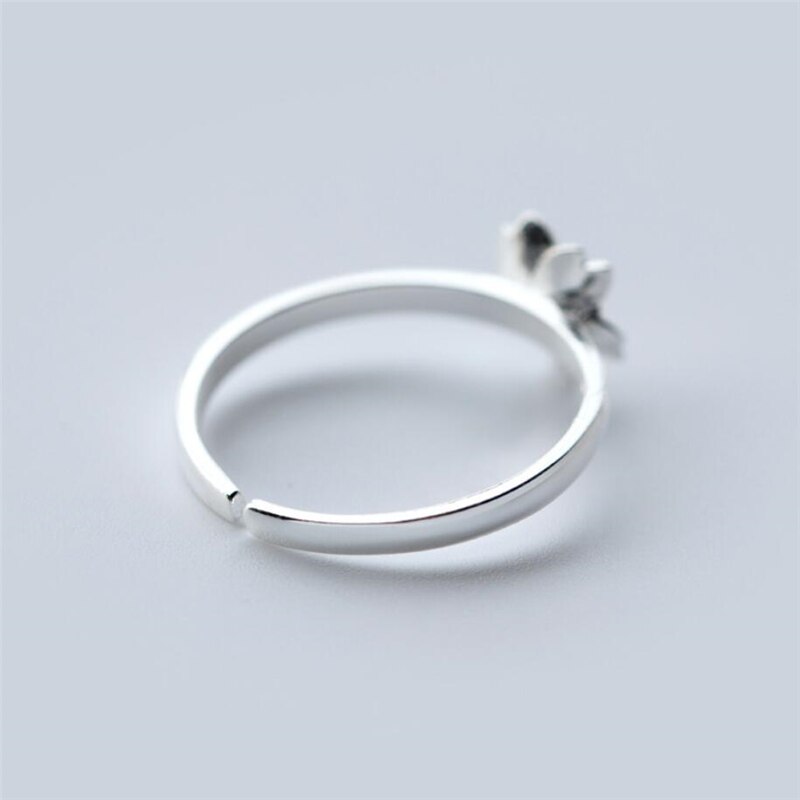 Flor de Cerezo literaria hecha a mano, Plata de Ley 925, temperamento personalidad femenina, anillos de apertura ajustables SRI059